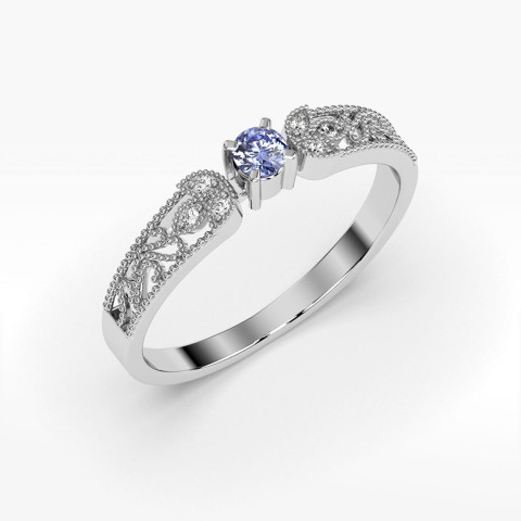 Pierścionek z diamentami i tanzanitem