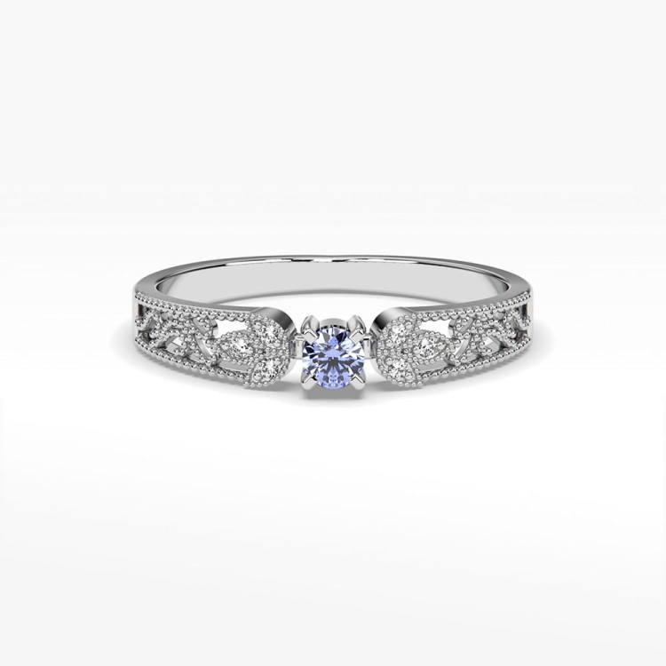 Pierścionek z diamentami i tanzanitem