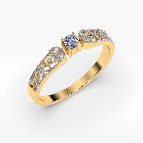 Pierścionek z diamentami i tanzanitem