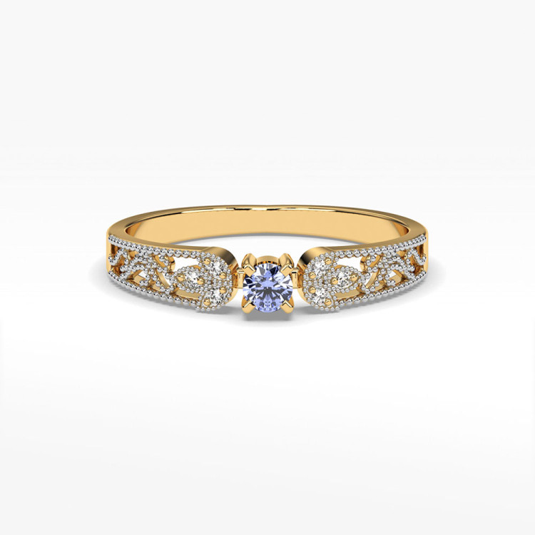 Pierścionek z diamentami i tanzanitem