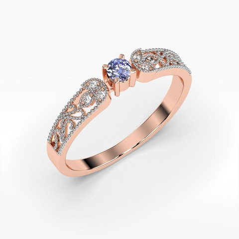 Pierścionek z diamentami i tanzanitem