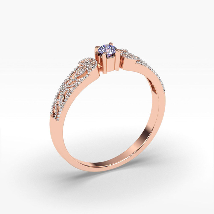 Pierścionek z diamentami i tanzanitem