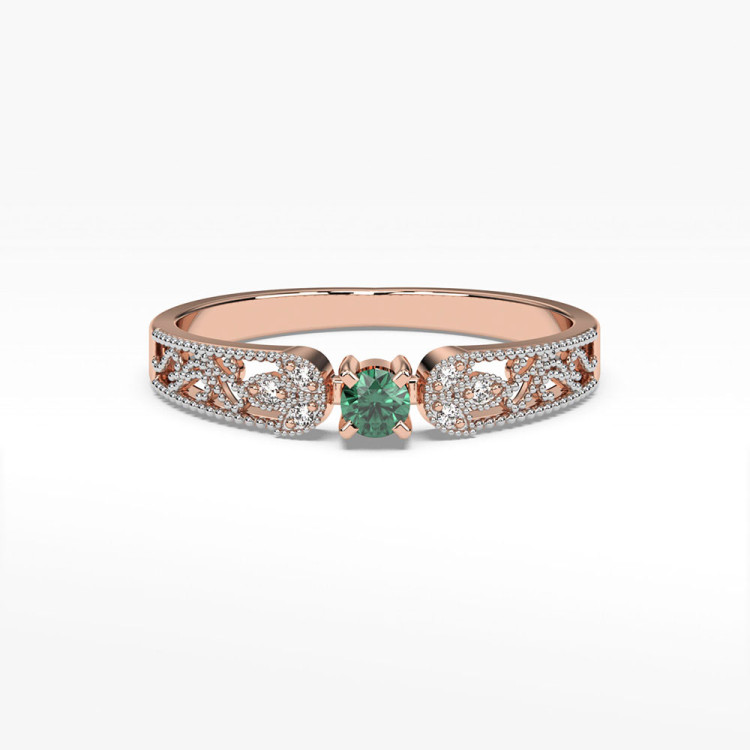 Pierścionek z diamentami i szmaragdem