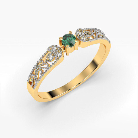 Pierścionek z diamentami i szmaragdem