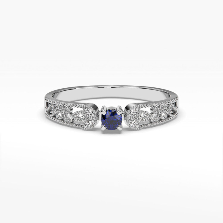 Pierścionek z diamentami i szafirem