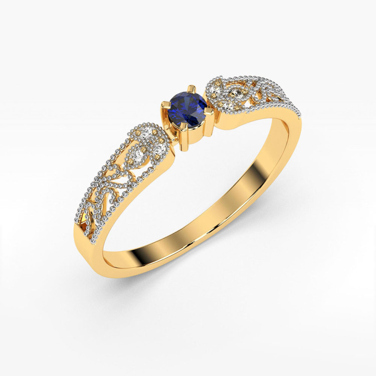 Pierścionek z diamentami i szafirem