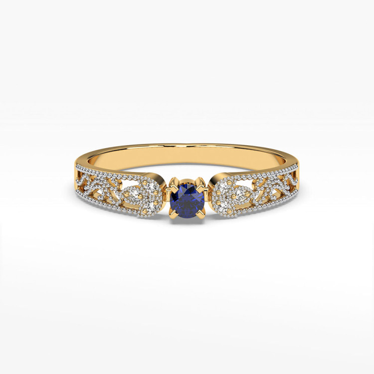 Pierścionek z diamentami i szafirem