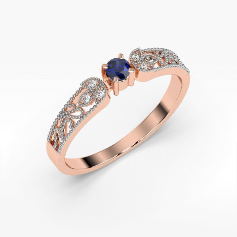 Pierścionek z diamentami i szafirem