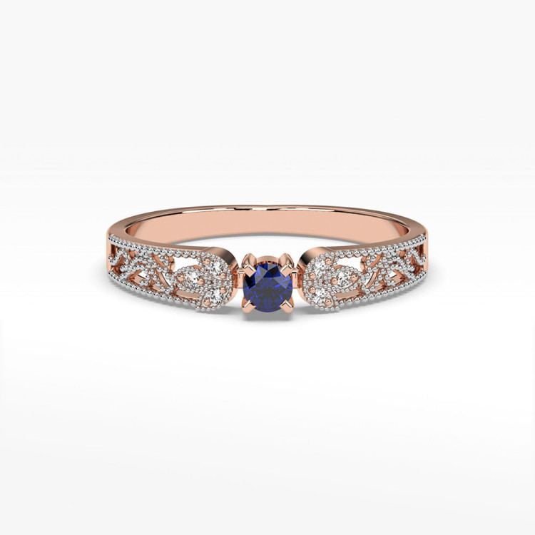 Pierścionek z diamentami i szafirem