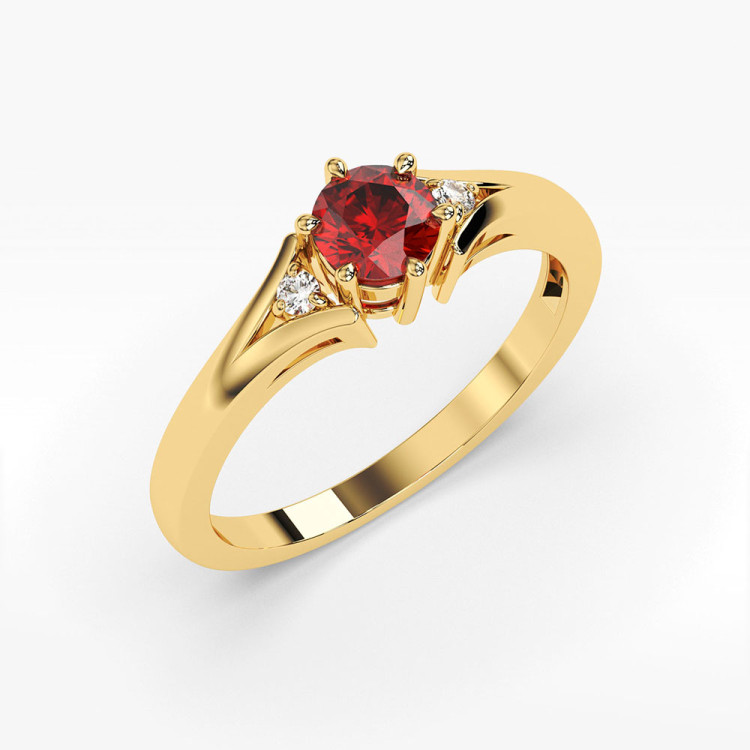Złoty pierścionek z rubinem