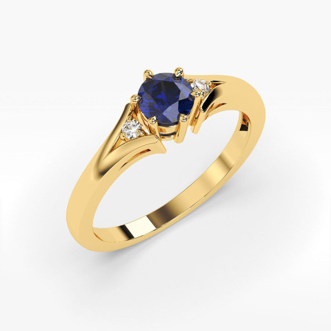 Złoty pierścionek z szafirem