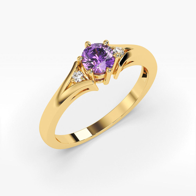 Złoty pierścionek z ametystem