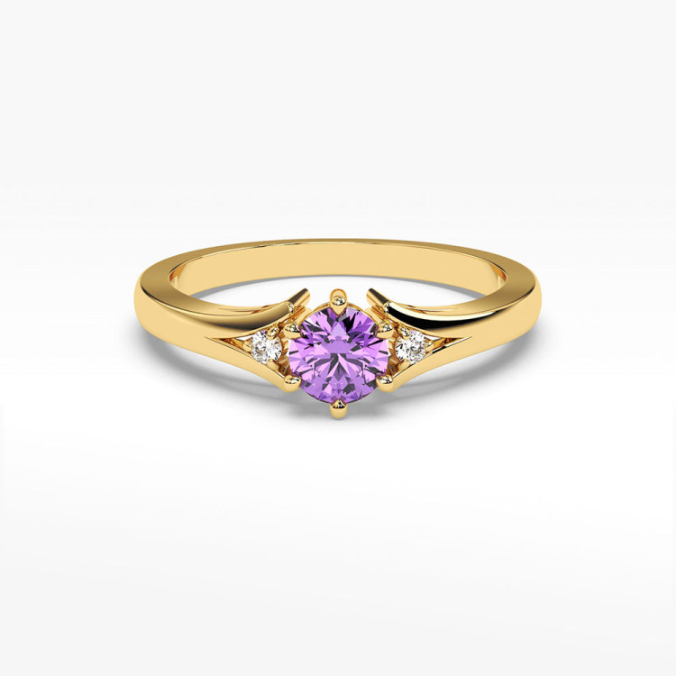 Złoty pierścionek z ametystem