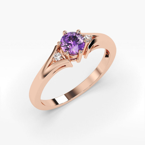 Złoty pierścionek z ametystem