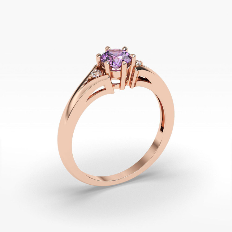 Złoty pierścionek z ametystem