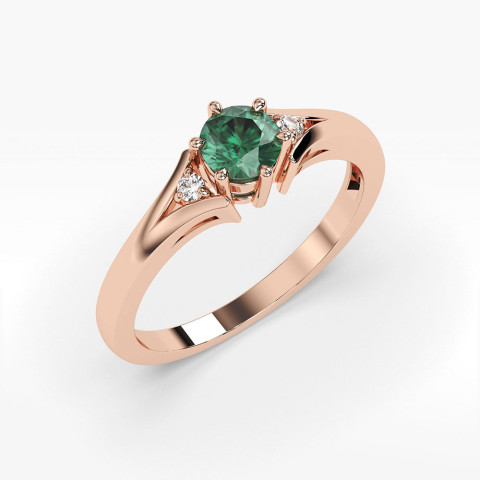 Pierścionek ze złota ze szmaragdem i diamentami