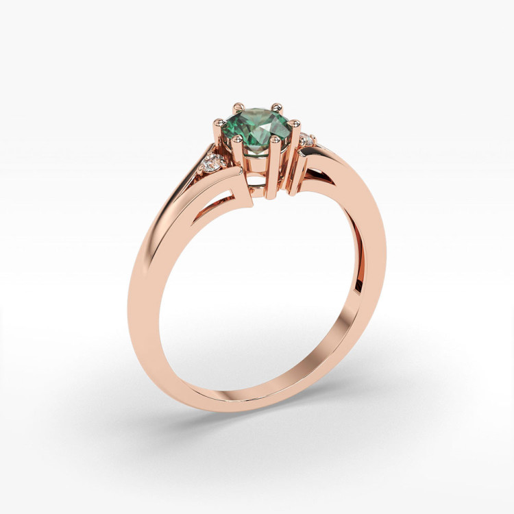 Pierścionek ze złota ze szmaragdem i diamentami