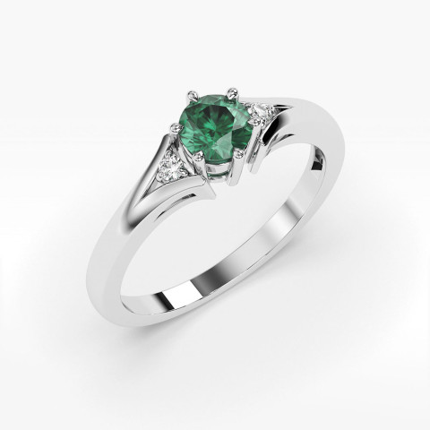 Pierścionek ze złota ze szmaragdem i diamentami