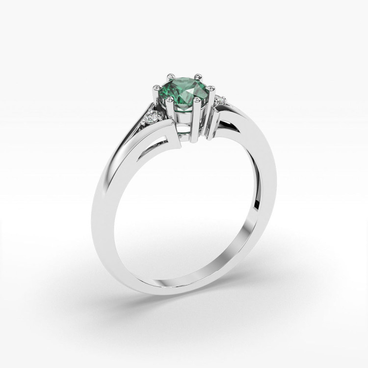 Pierścionek ze złota ze szmaragdem i diamentami