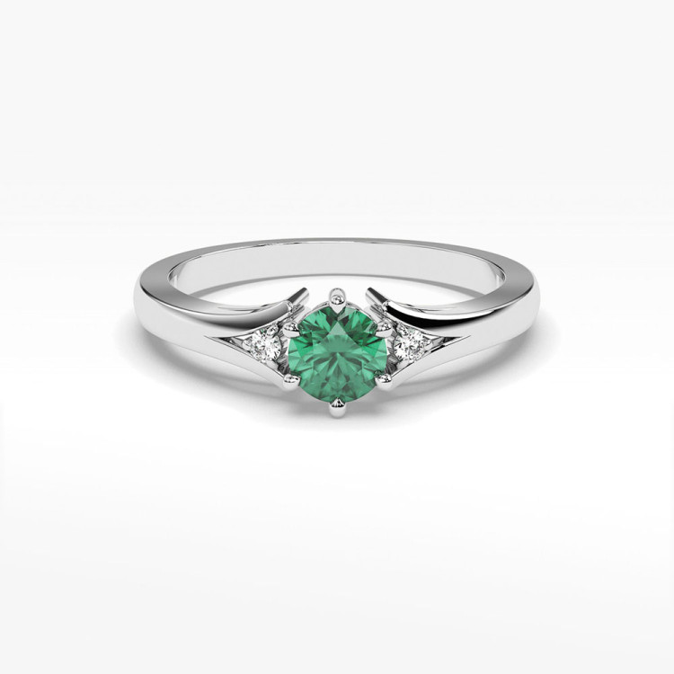 Pierścionek ze złota ze szmaragdem i diamentami