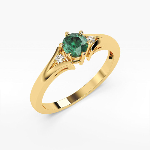 Pierścionek ze złota ze szmaragdem i diamentami