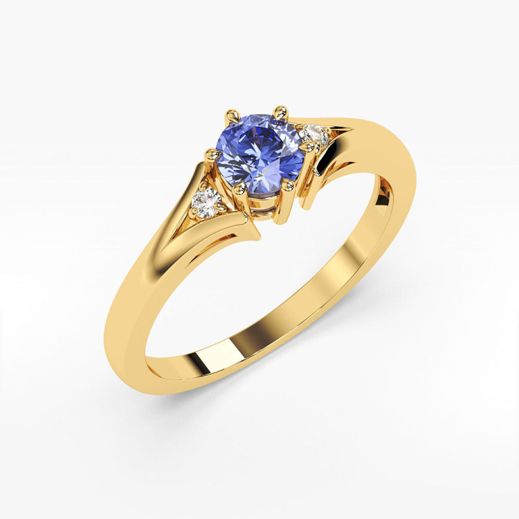Pierścionek ze złota z tanzanitem i diamentami