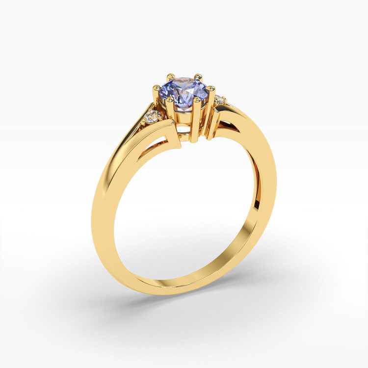 Pierścionek ze złota z tanzanitem i diamentami