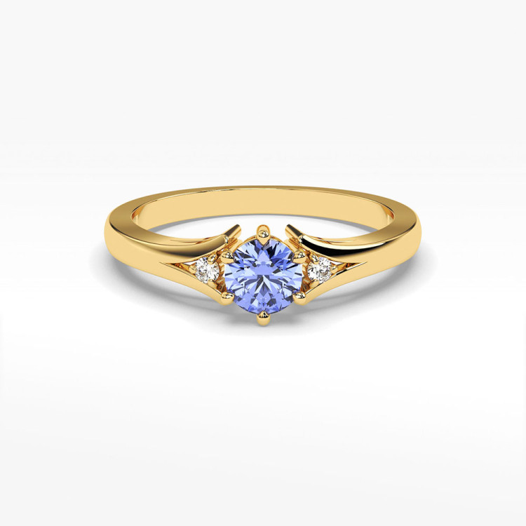 Pierścionek ze złota z tanzanitem i diamentami