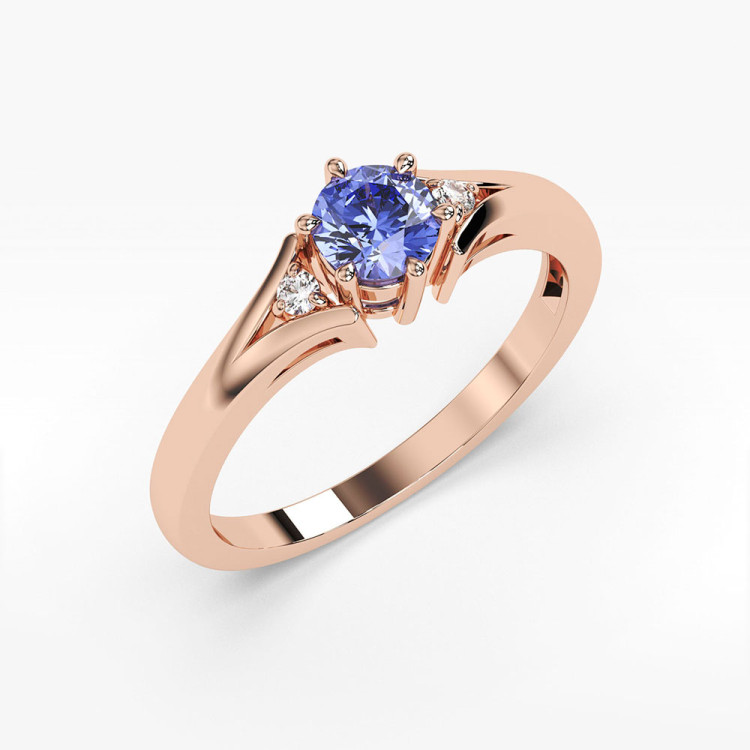 Pierścionek ze złota z tanzanitem i diamentami