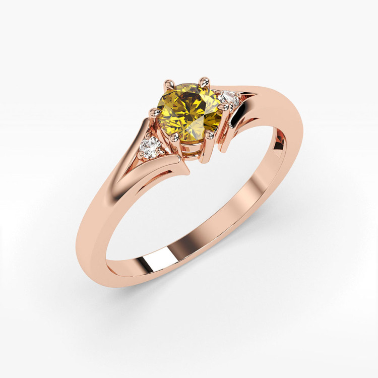 Pierścionek ze złota z cytrynem i diamentami