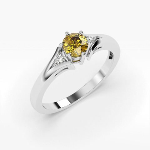 Pierścionek ze złota z cytrynem i diamentami