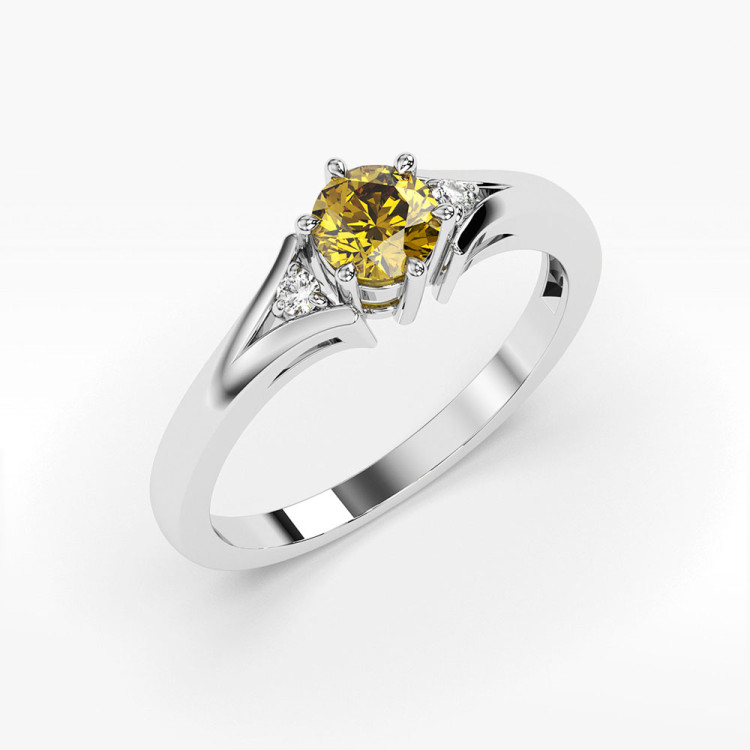 Pierścionek ze złota z cytrynem i diamentami