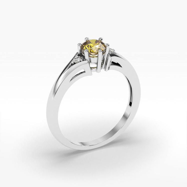 Pierścionek ze złota z cytrynem i diamentami