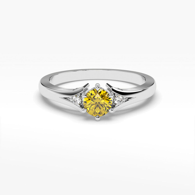 Pierścionek ze złota z cytrynem i diamentami