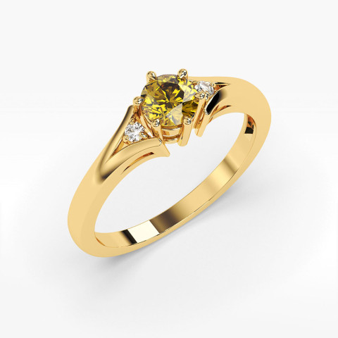 Pierścionek ze złota z cytrynem i diamentami