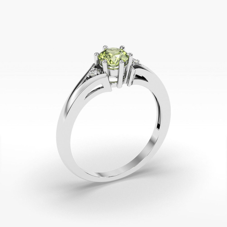 Pierścionek ze złota z oliwinem i diamentami