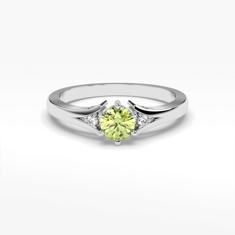 Pierścionek ze złota z oliwinem i diamentami