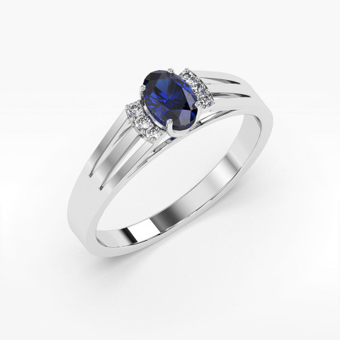 Pierścionek ze złota z szafirem i diamentami