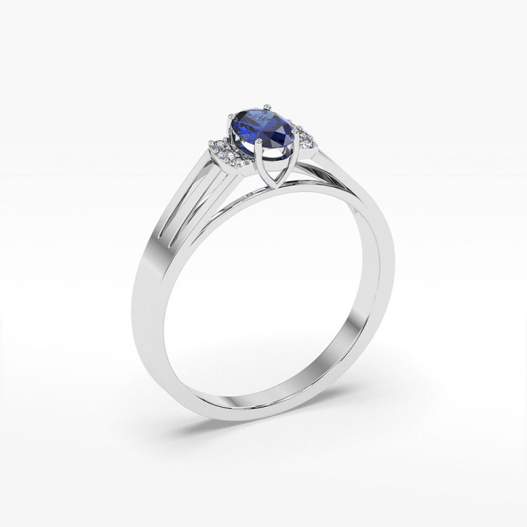 Pierścionek ze złota z szafirem i diamentami