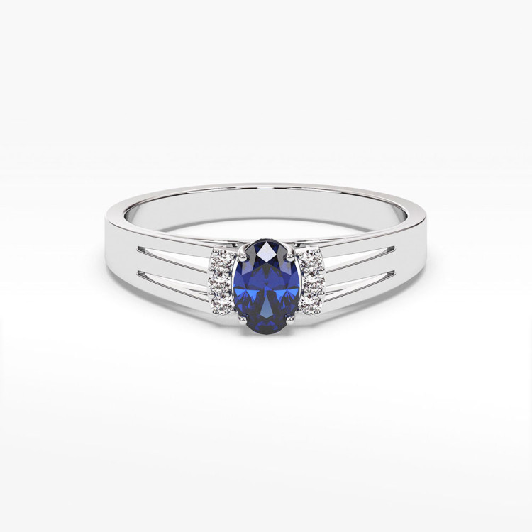 Pierścionek ze złota z szafirem i diamentami