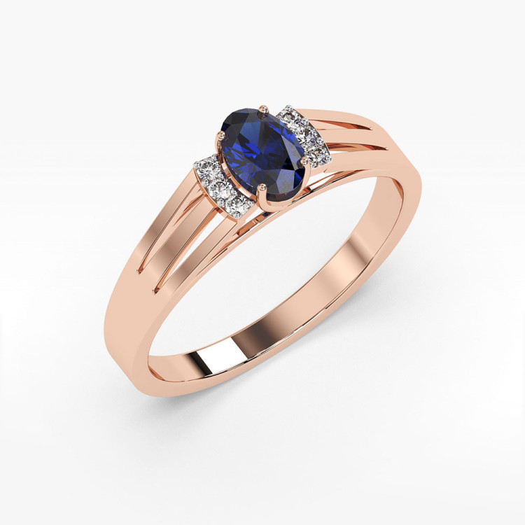 Pierścionek ze złota z szafirem i diamentami