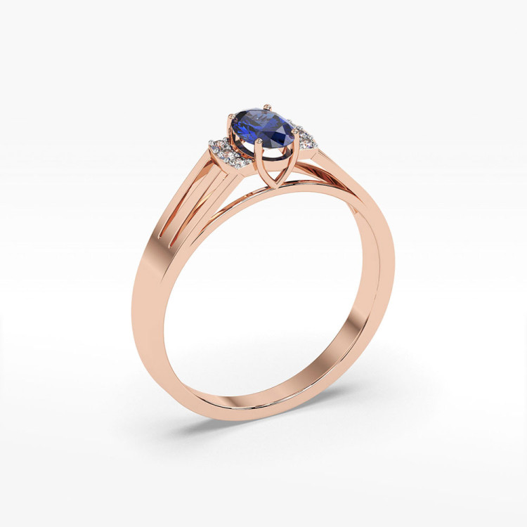 Pierścionek ze złota z szafirem i diamentami