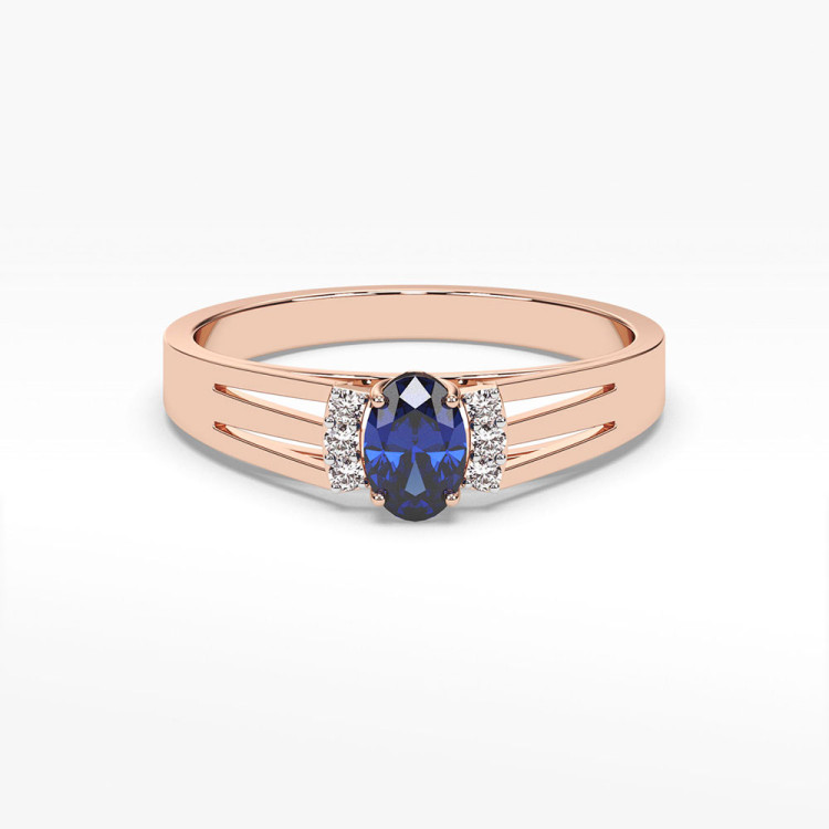 Pierścionek ze złota z szafirem i diamentami