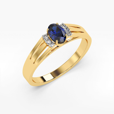 Pierścionek ze złota z szafirem i diamentami