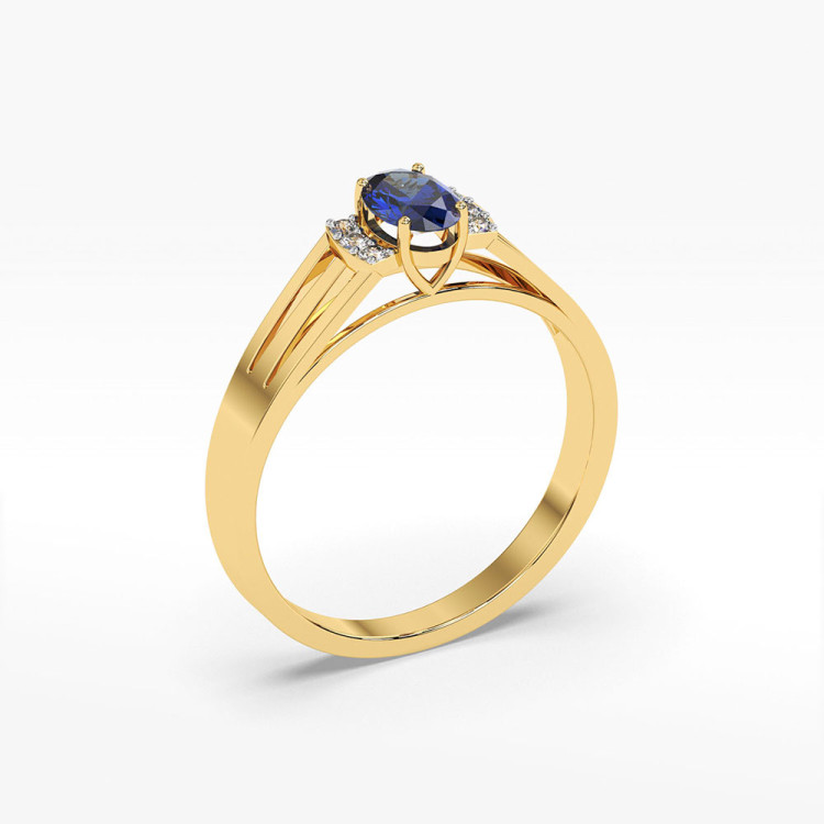 Pierścionek ze złota z szafirem i diamentami