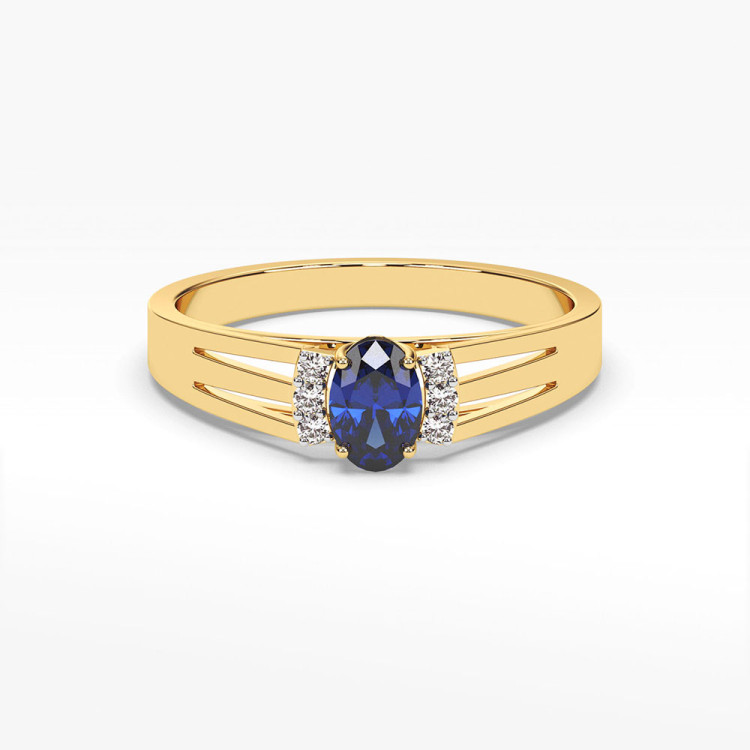 Pierścionek ze złota z szafirem i diamentami