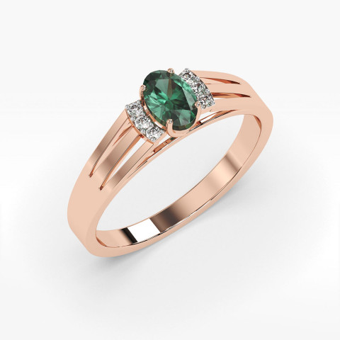 Pierścionek ze złota ze szmaragdem i diamentami