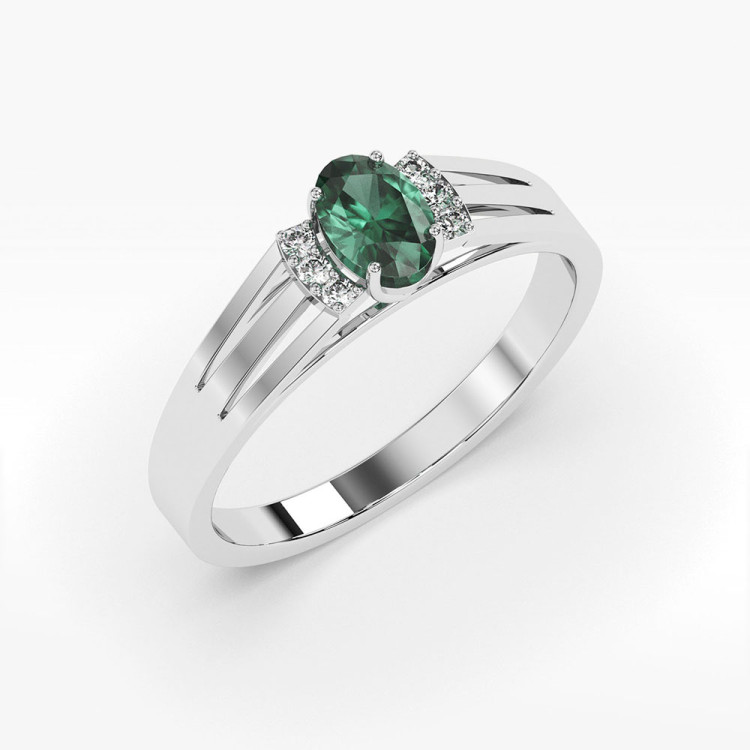 Pierścionek ze złota ze szmaragdem i diamentami