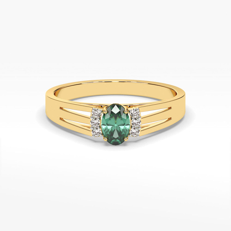 Pierścionek ze złota ze szmaragdem i diamentami