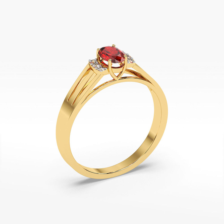 Złoty pierścionek z rubinem
